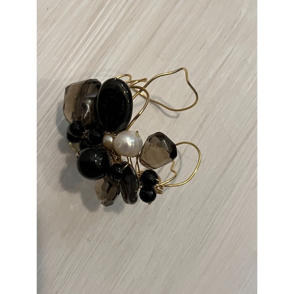 Tonobi Cuff Bracelet Designer Onyx Fox Tail Amethyst & Freshwater Pearl Natural - Picture 6 of 16